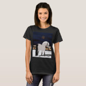 雪の美しいノルウェーのフィヨルドの馬 Tシャツ (正面フル)