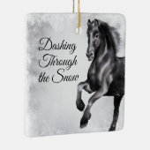 雪の美しい馬のクリスマスをダッシュイン セラミックオーナメント (右)