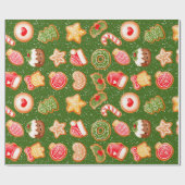 雪の背景を持つクリスマスクッキー ラッピングペーパー (フラット)