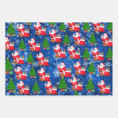 雪の背景を持つサンタクロースかわいらし3 ラッピングペーパーシート (正面)