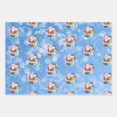 雪の背景を持つサンタクロースかわいらし3 ラッピングペーパーシート (正面3)