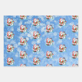 雪の背景を持つサンタクロースかわいらし3 ラッピングペーパーシート (正面3)