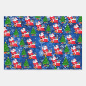 雪の背景を持つサンタクロースかわいらし3 ラッピングペーパーシート (正面)