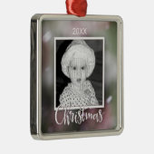 雪の背景クリスマスフォトオーナメント メタルオーナメント (右)