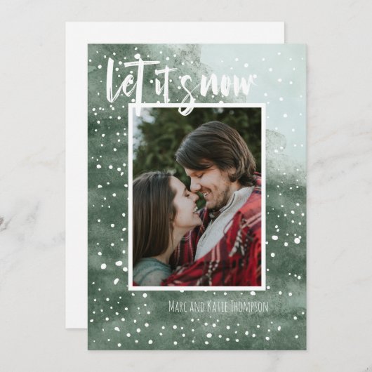 雪の背景絵を描写真ホリデーカード シーズンカード (正面/裏面)