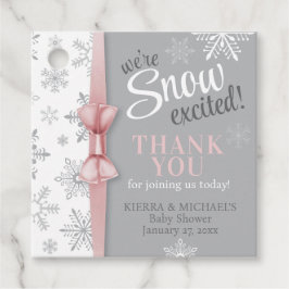 雪の興奮ピンクグレー雪のフレークのピンクの赤ちゃんシャワー フェイバータグ