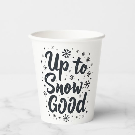 雪の良い冬の雪おもしろい片クリスマスまで 紙コップ (正面)