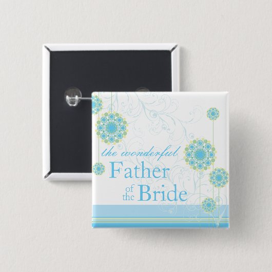 雪の花は青い父花嫁ボタンの渦巻きます 缶バッジ (正面&裏面)