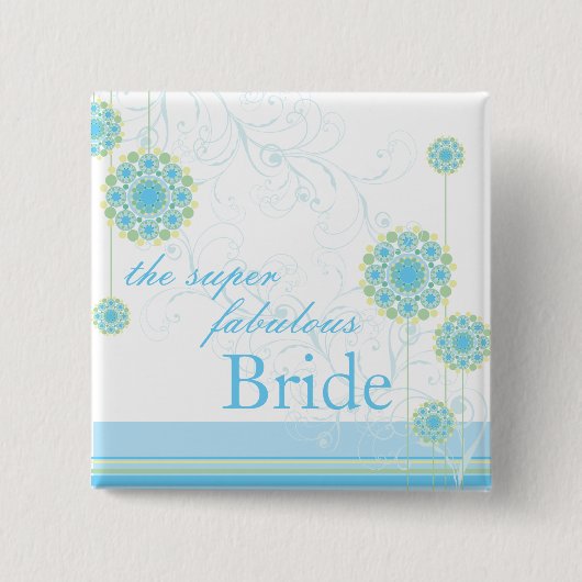 雪の花は青い花嫁のカスタムボタン渦巻きます 缶バッジ (正面)