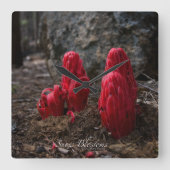 雪の花 スクエア壁時計 (正面)