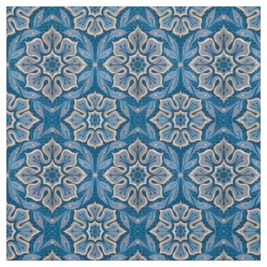 雪の花、花の模様、青と灰色の雪の結晶 ファブリック (見本)