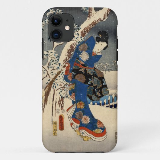雪の芸者,豊国雪の中の芸舎，豊国，浮世絵 Case-Mate iPhoneケース (裏面)