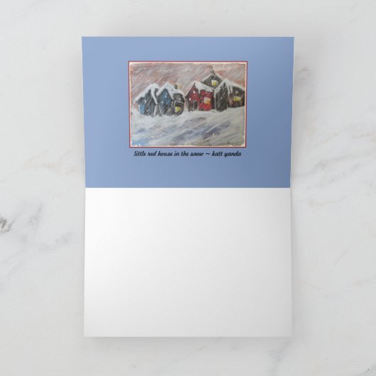 雪の芸術カードの少し赤い家 シーズンカード (内部)