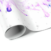 雪の荷を積んだ白く青い紫色のピンクのクリスマスツリー ラッピングペーパー (ロールコーナー)