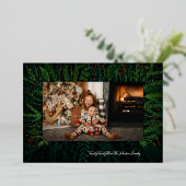 雪の葉クリスマスフォイルのフォトカード 箔シーズンカード (立ち正面)