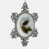 雪の葉休日カードのキャンバス印刷pオーク材 スノーフレークピューターオーナメント (左)