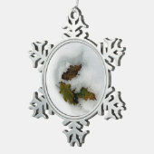 雪の葉休日カードのキャンバス印刷pオーク材 スノーフレークピューターオーナメント (右)