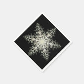 雪の薄氷のレースの冬の白と黒エレガント スタンダードカクテルナプキン (角)