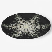 雪の薄氷のレースの冬の白と黒エレガント ペーパープレート (アングル)