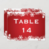 雪の薄紅白の冬の結婚式のテーブル番号 ポストカード (正面/裏面)