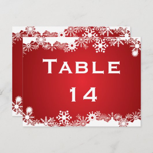 雪の薄紅白の冬の結婚式のテーブル番号 ポストカード (正面/裏面)