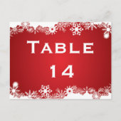 雪の薄紅白の冬の結婚式のテーブル番号 ポストカード (裏面)