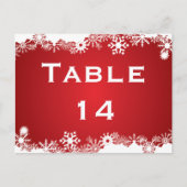 雪の薄紅白の冬の結婚式のテーブル番号 ポストカード (正面)
