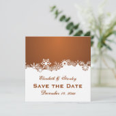 雪の薄茶色の冬の結婚式の日付を保存 セーブザデート (スタンド正面)
