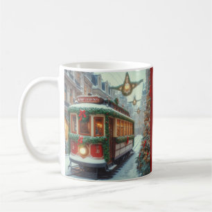 雪の街のヴィンテージ クリスマストラム コーヒーマグカップ