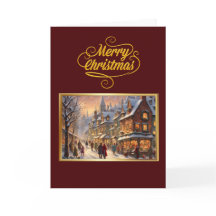 雪の街のヴィンテージ メリークリスマスカード