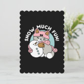 雪の装備をしたかわいい猫と雪だるまのアート 招待状 (スタンド正面)