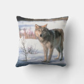 雪の装飾用クッションのオオカミ クッション (裏面)