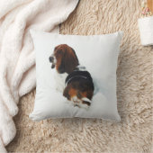 雪の装飾用クッションの美しいバセットハウンド クッション (ブランケット)