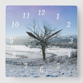 雪の覆われたオザーク丘陵の壁時計 スクエア壁時計 (正面)