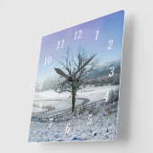 雪の覆われたオザーク丘陵の壁時計 スクエア壁時計 (傾斜)