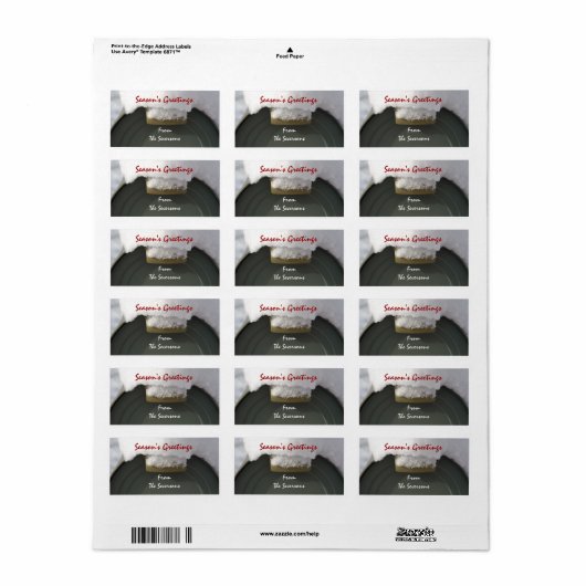 雪の覆われたメールボックスのクリスマスギフトタグ ラベル (フルシート)