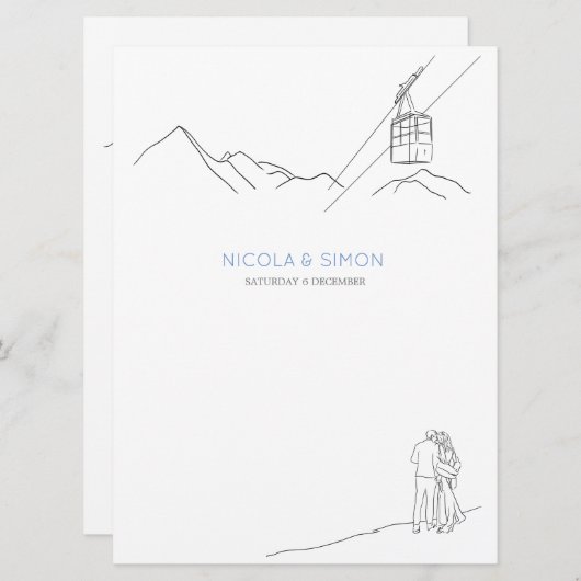 雪の覆われた山のピークススキーソフトスノーフレーク メニュー (正面/裏面)