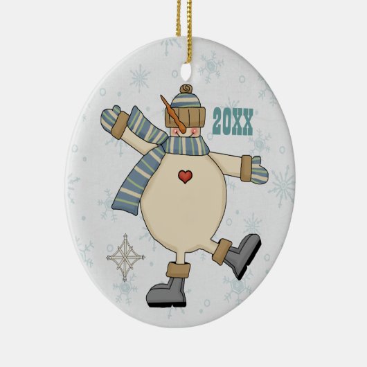 雪の記念品のオーナメントの霜の降りたな雪だるまの演劇 セラミックオーナメント (右)