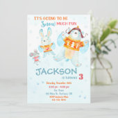 雪の誕生日の招待ウィンターパーティの招待状 招待状 (スタンド正面)