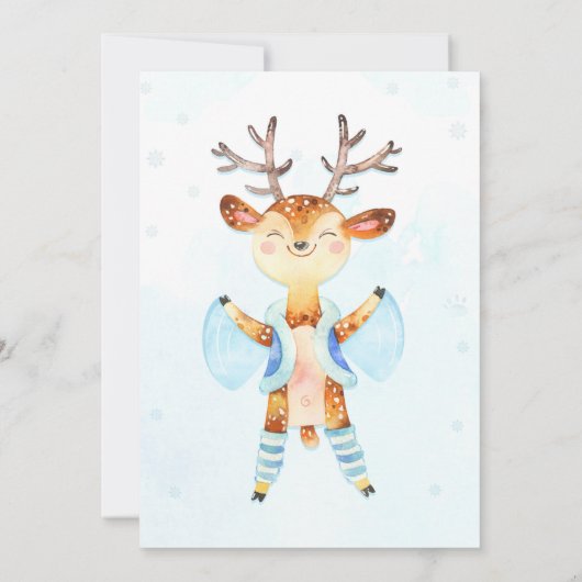 雪の誕生日の招待ウィンターパーティの招待状 招待状 (裏面)