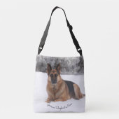 雪の豪華なジャーマン・シェパード クロスボディバッグ (裏面)