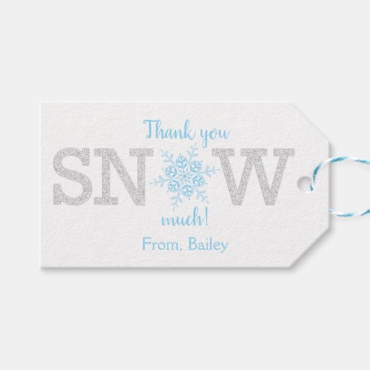 雪の贈り物 ワンダーランド ブルー シルバー ギフトタグ (正面(横))