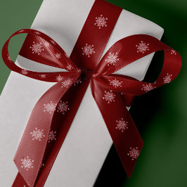 雪の赤いエレガントクリスマスギフトラップ サテンリボン