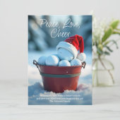 雪の赤いクリスマスゴルフボールバケット写真 シーズンカード (スタンド正面)