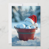 雪の赤いクリスマスゴルフボールバケット写真 シーズンカード (正面)