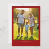 雪の赤いクリスマスゴルフボールバケット写真 シーズンカード (裏面)