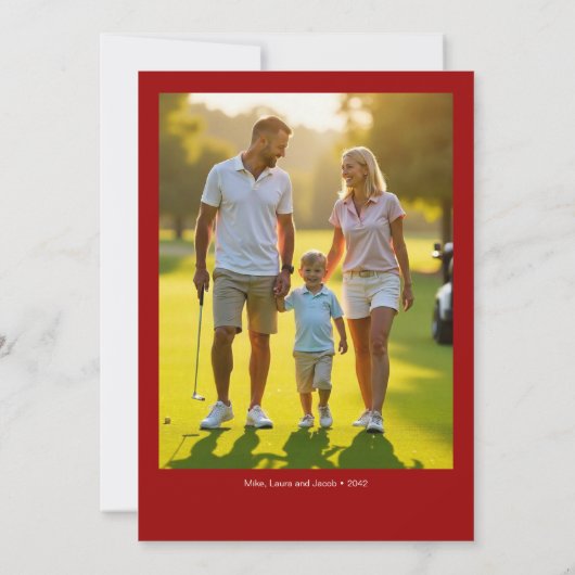 雪の赤いクリスマスゴルフボールバケット写真 シーズンカード (裏面)