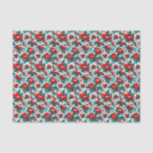 雪の赤いクリスマスハートとホリー 薄葉紙 (正面)