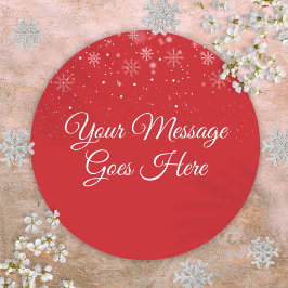 雪の赤いクリスマスメッセージをパーソナライズ ラウンドシール