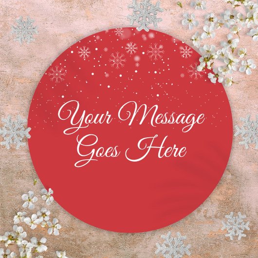 雪の赤いクリスマスメッセージをパーソナライズ ラウンドシール